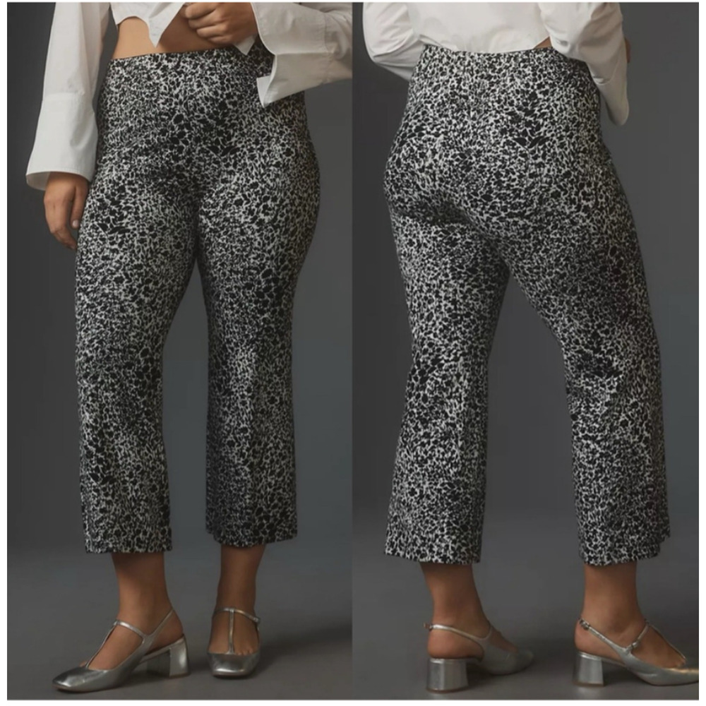 Anthropologie Maeve The Margot Kick-Flare Crop Pants M Floral Knit Pull on A7+